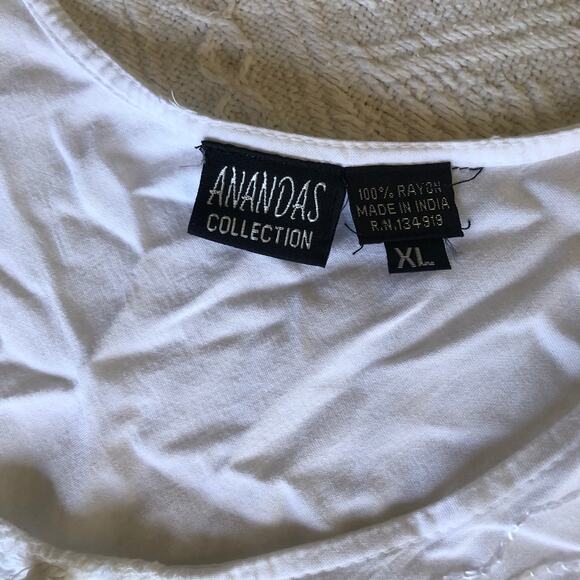 VTG 90s Y2K Anandas Collection Maxi Dress White XL Crochet Lace Sheer Fairycore - Picture 9 of 10